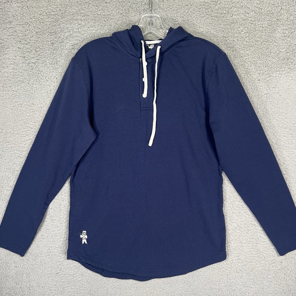Barstool Sports Henley Hoodie Mens Small Blue Moon Man Pullover Sweatshirt